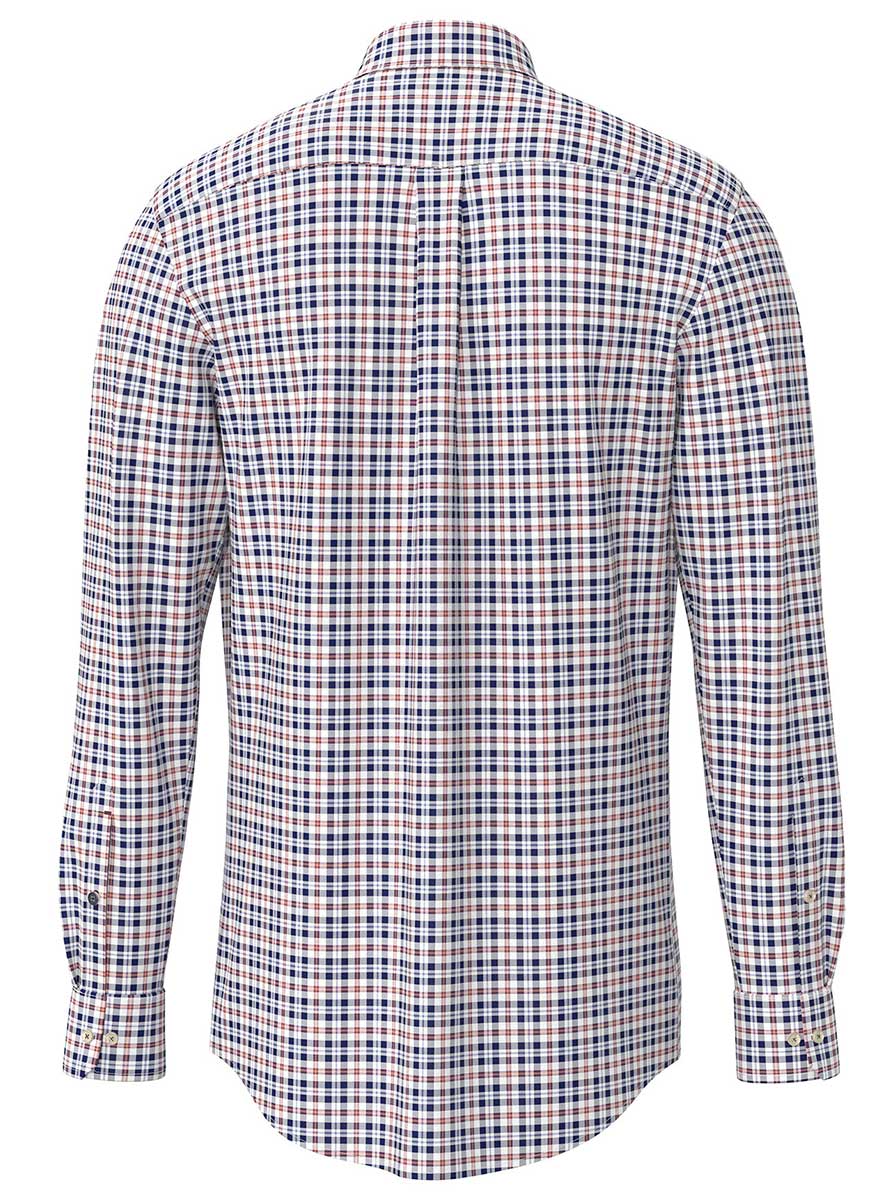 Fynch Hatton Shirts Fynch Hatton - Fine Check Cotton Long Sleeve Peach Shirt