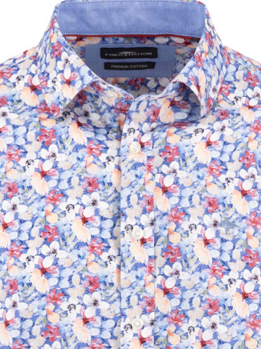 Fynch Hatton Shirts Fynch Hatton - Floral Print Cotton Long Sleeve Berry Shirt