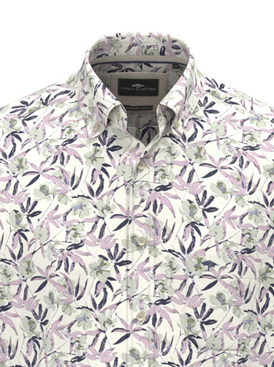 Fynch Hatton Shirts Fynch Hatton - Floral Print Cotton Long Sleeve Magnolia Shirt