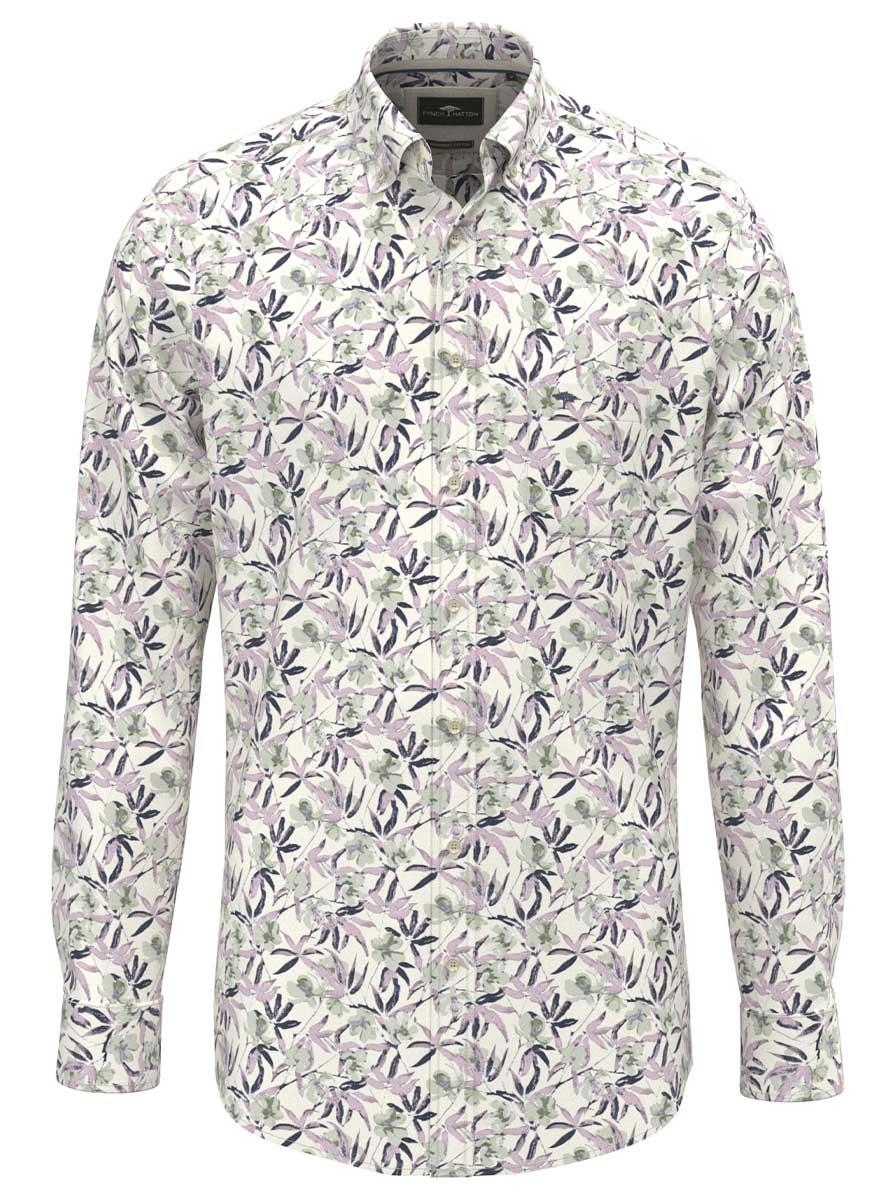 Fynch Hatton Shirts Fynch Hatton - Floral Print Cotton Long Sleeve Magnolia Shirt