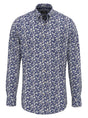 Fynch Hatton Shirts Fynch Hatton - Floral Print Cotton Long Sleeve Misty Blue Shirt
