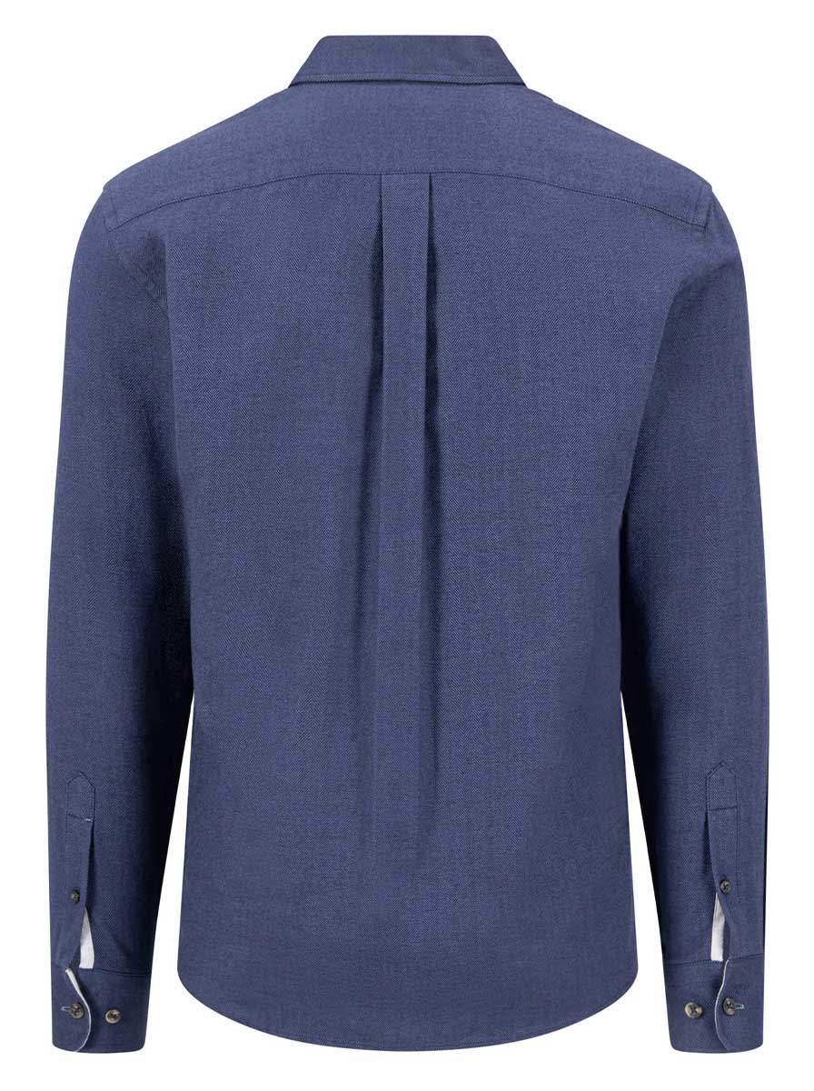 Fynch Hatton Shirts Fynch Hatton - Herringbone Flannel Long Sleeve Navy Shirt