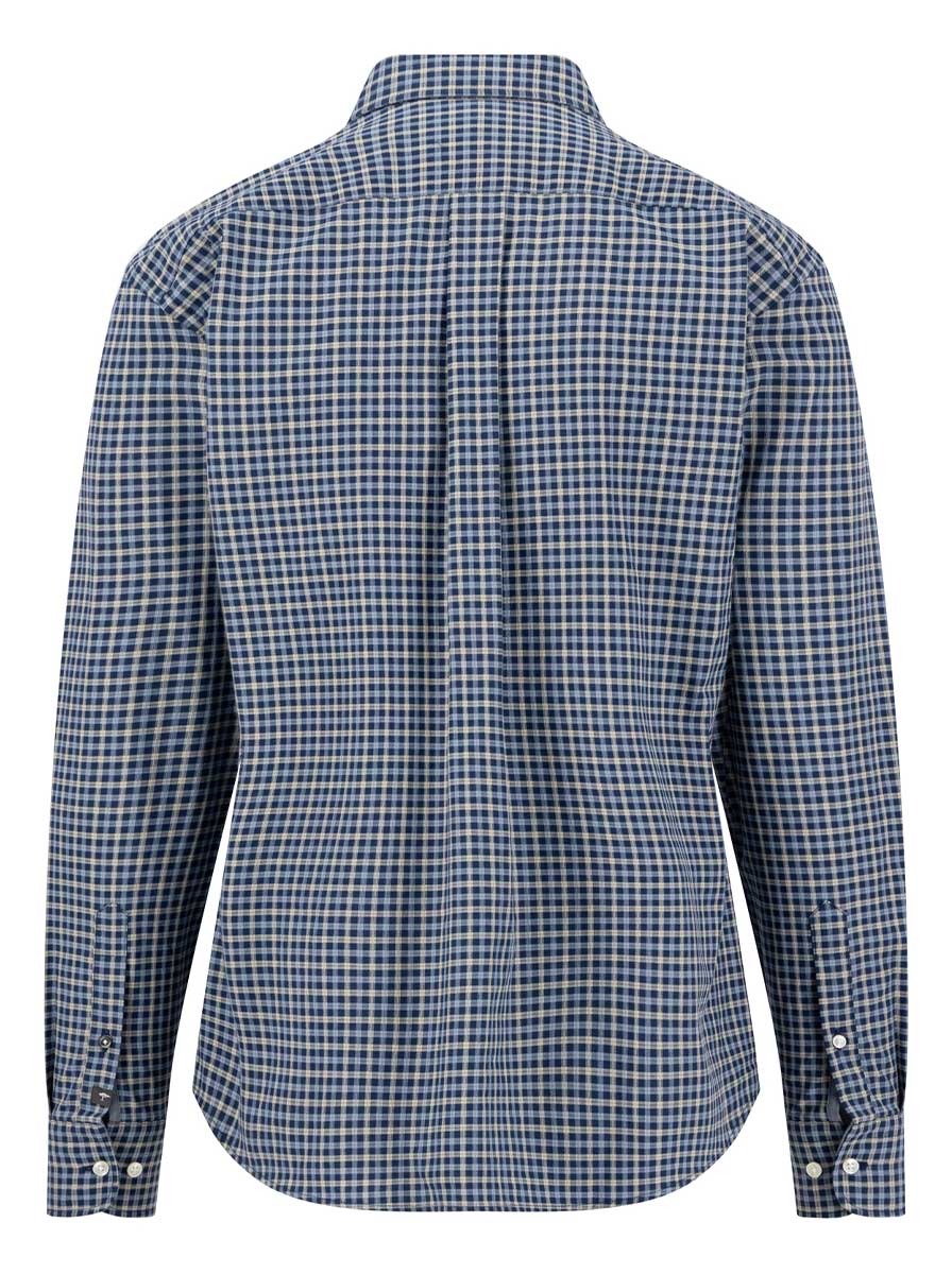 Fynch Hatton Shirts Fynch Hatton - Multi Check Ink Blue Long Sleeve Cotton Shirt