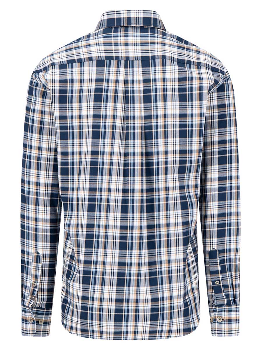 Fynch Hatton Shirts Fynch Hatton - Multi Check Navy Long Sleeve Cotton Twill Shirt