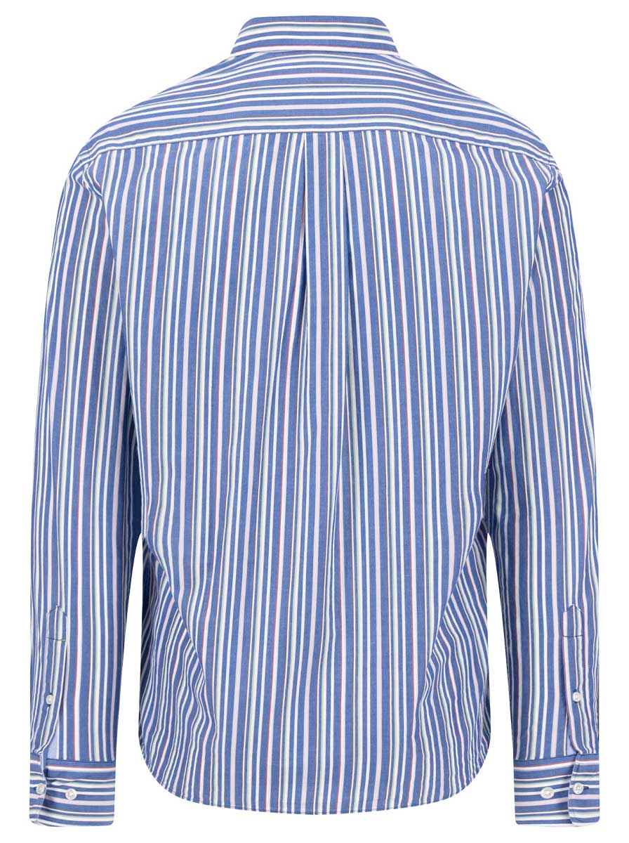 Fynch Hatton Shirts Fynch Hatton - Multi Stripe Cotton Long Sleeve Harbour Blue Shirt