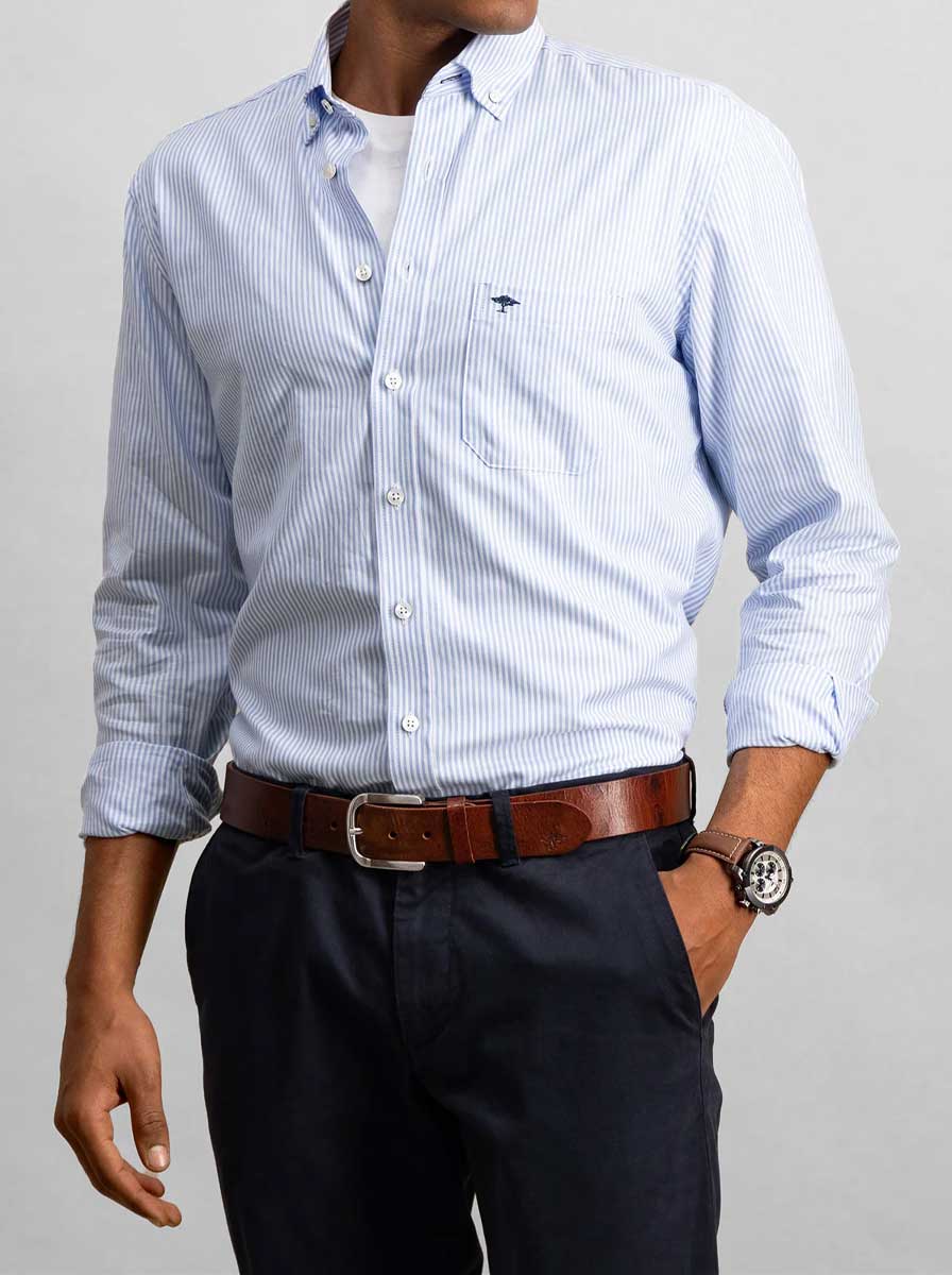 Fynch Hatton Shirts Fynch Hatton - Oxford Cotton Blue Stripe Shirt