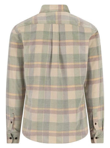 Fynch Hatton Shirts Fynch Hatton - Plaid Check Cord Long Sleeve Dark Leaf Shirt