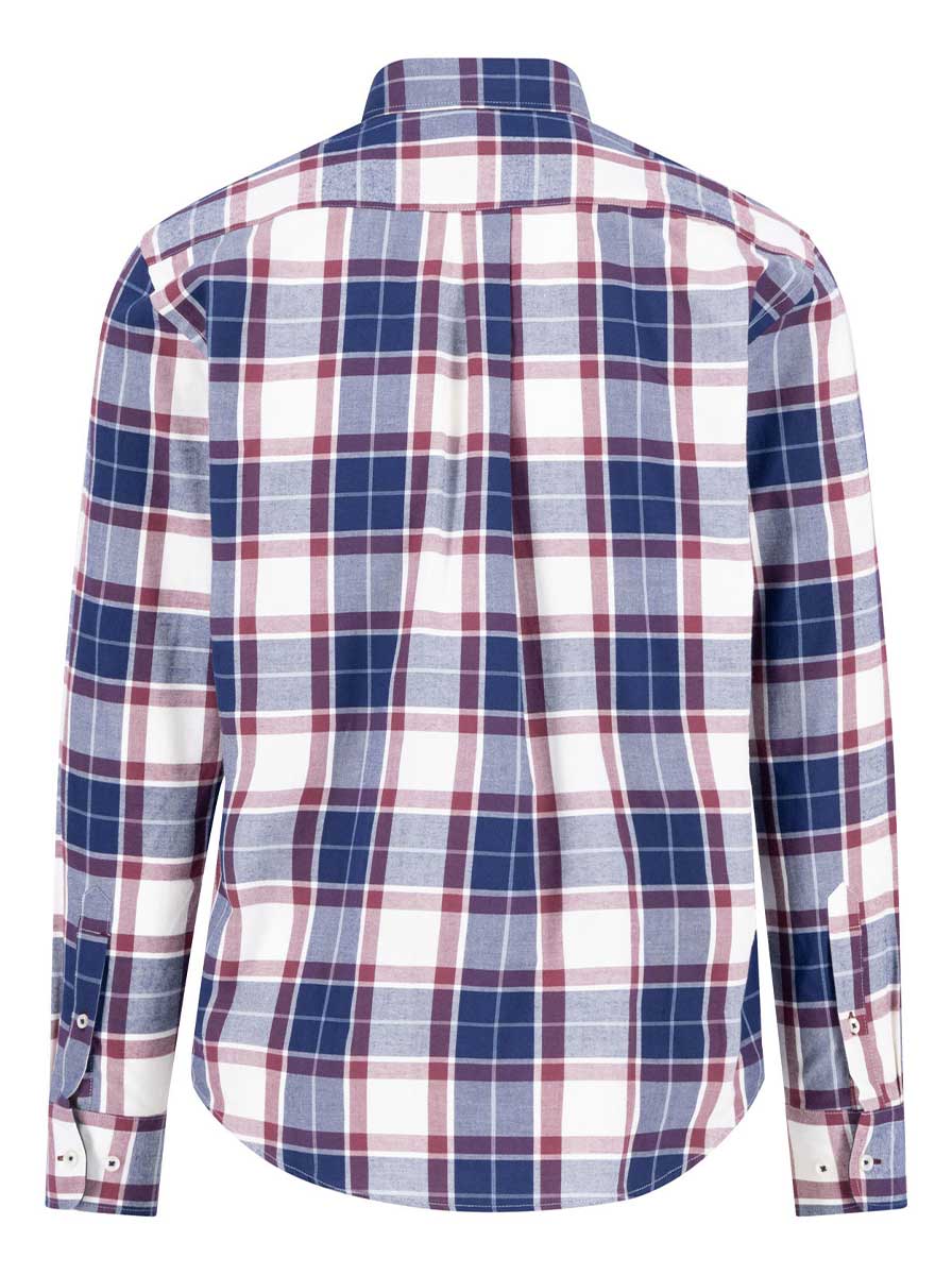 Fynch Hatton Shirts Fynch Hatton - Plaid Check Cotton Long Sleeve Deep Merlot Shirt