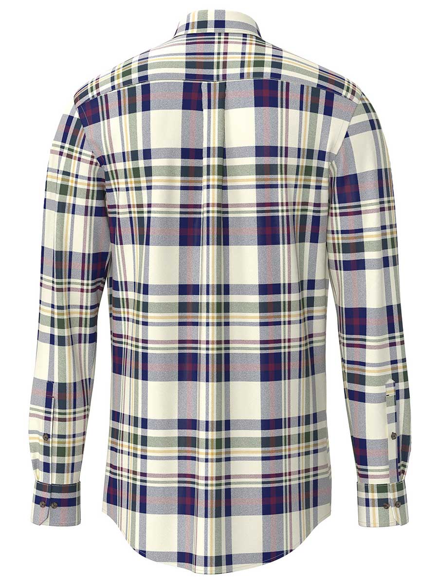 Fynch Hatton Shirts Fynch Hatton - Plaid Check Cotton Long Sleeve Deep Merlot Shirt