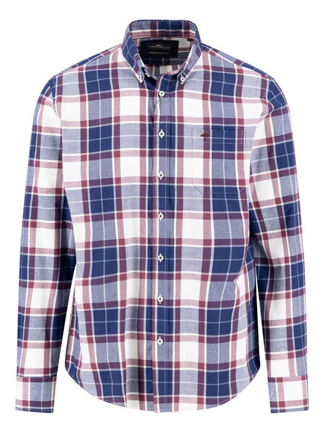 Fynch Hatton Shirts Fynch Hatton - Plaid Check Cotton Long Sleeve Deep Merlot Shirt