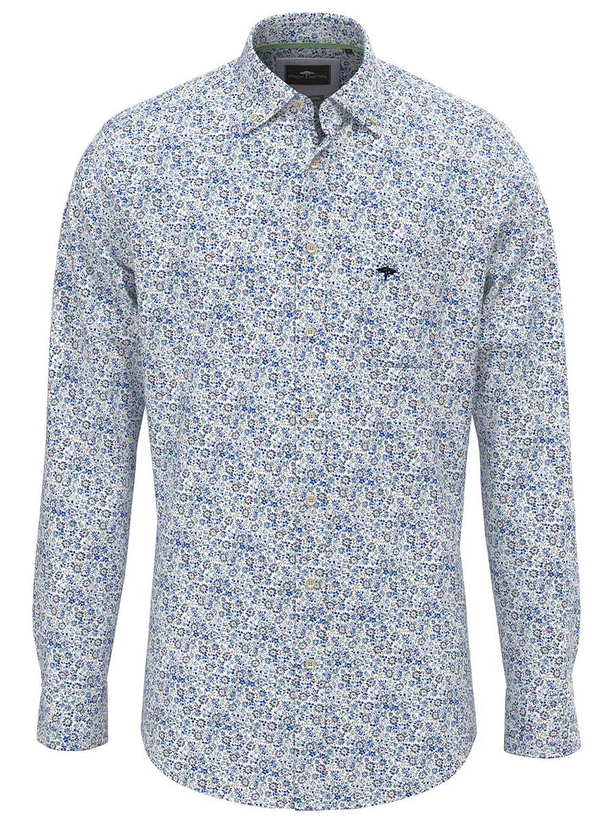 Fynch Hatton Shirts Fynch Hatton - Premium Cotton Blue Floral Print Shirt