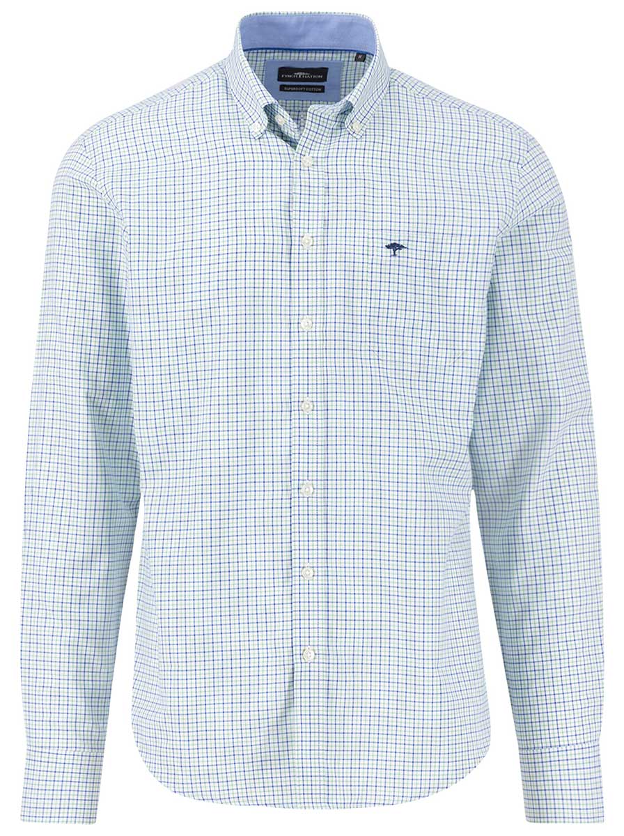 Fynch Hatton Shirts Fynch Hatton - Premium Cotton Multi Check Green Shirt