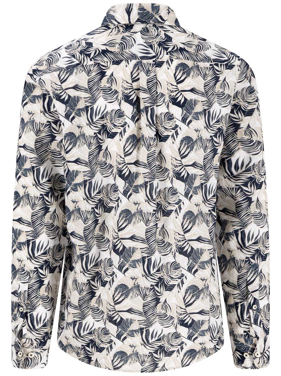 Fynch Hatton Shirts Fynch Hatton - Premium Linen Beige Fern Print Shirt