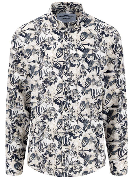 Fynch Hatton Shirts Fynch Hatton - Premium Linen Beige Fern Print Shirt