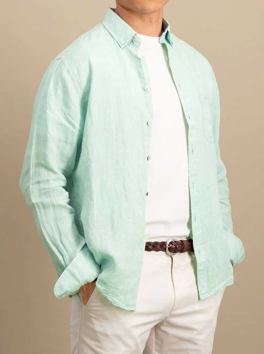 Fynch Hatton Shirts Fynch Hatton - Premium Linen Mint Shirt