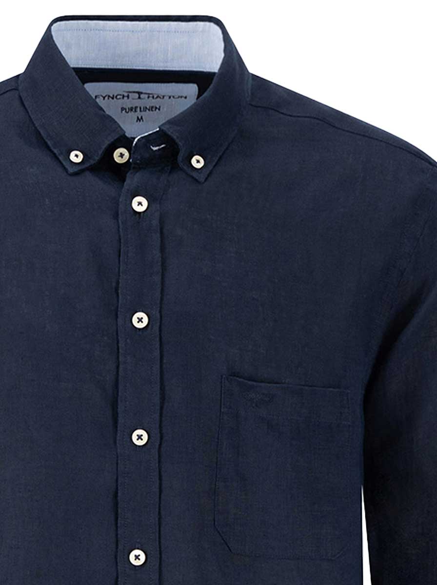 Fynch Hatton Shirts Fynch Hatton - Premium Linen Navy Shirt