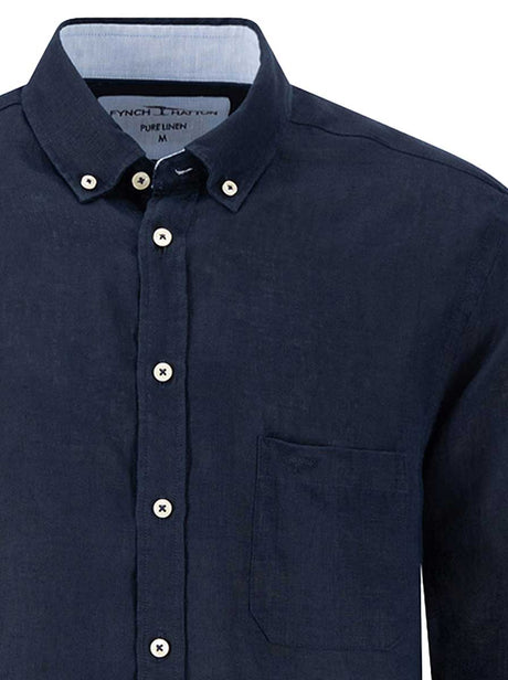 Fynch Hatton Shirts Fynch Hatton - Premium Linen Navy Shirt
