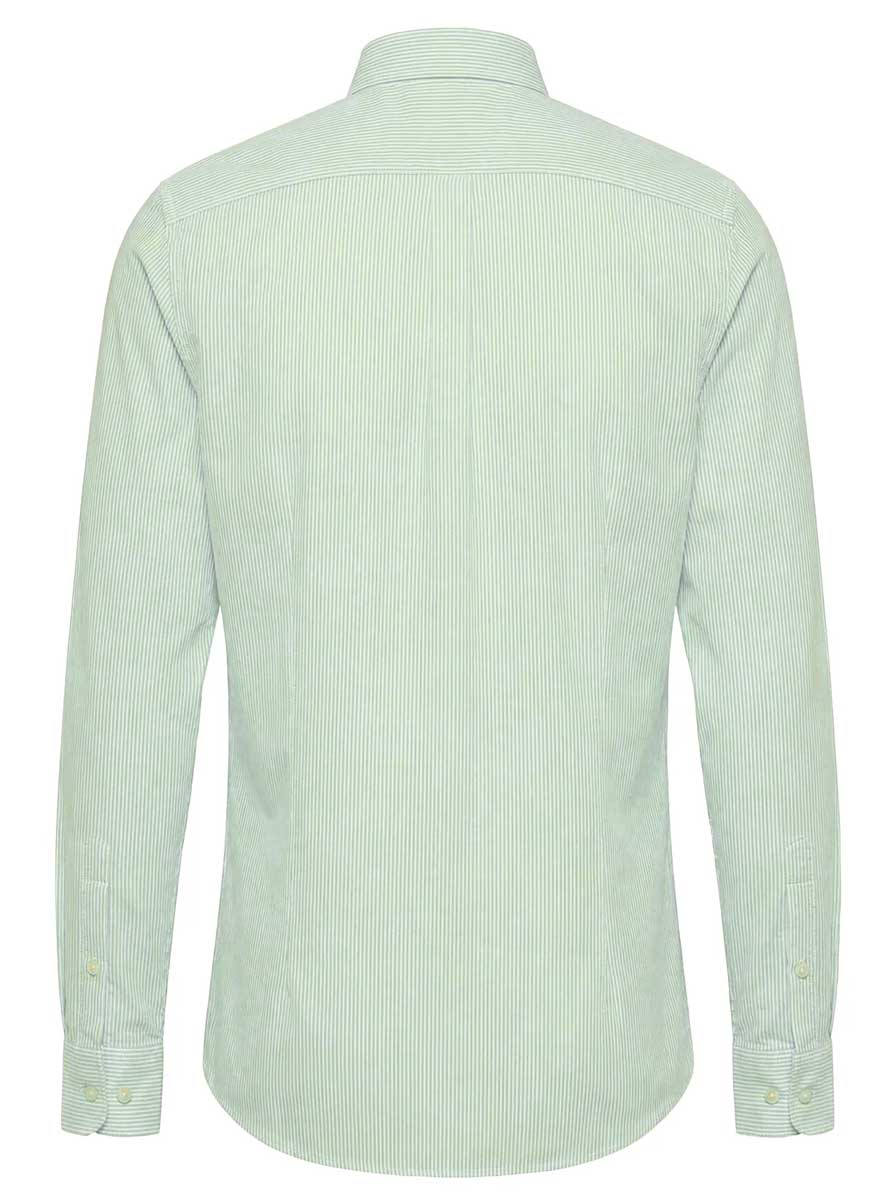 Fynch Hatton Shirts Fynch Hatton - Striped Oxford Cotton Long Sleeve Mint Shirt