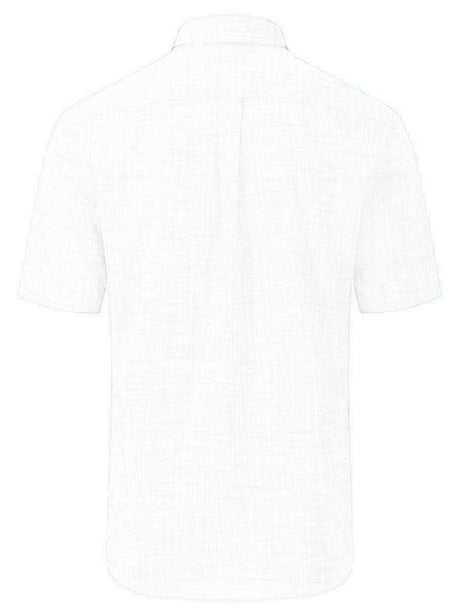 Fynch Hatton Short Sleeve Shirts Fynch Hatton - Linen Effect White Cotton Short Sleeve Shirt
