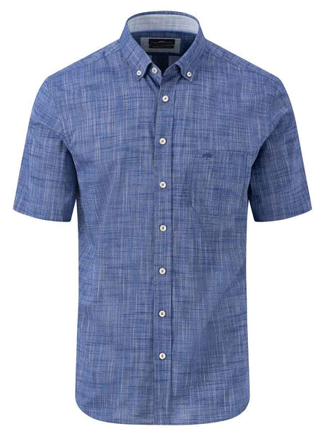 Fynch Hatton Short Sleeve Shirts Fynch Hatton - Linen Look Cotton Short Sleeve Shirt
