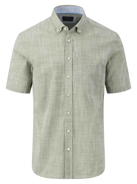 Fynch Hatton Short Sleeve Shirts Fynch Hatton - Linen Look Cotton Short Sleeve Shirt