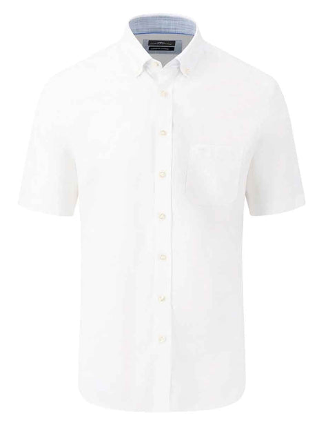 Fynch Hatton Short Sleeve Shirts Fynch Hatton - Linen Look Cotton Short Sleeve Shirt