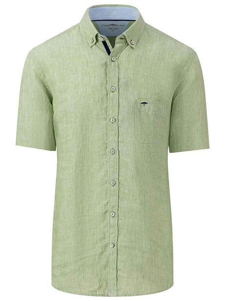 Fynch Hatton Short Sleeve Shirts Fynch Hatton - Linen Short Sleeve Shirt