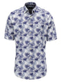Fynch Hatton Short Sleeve Shirts Fynch Hatton - Premium Cotton Fern Print Navy Short Sleeve Shirt