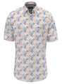 Fynch Hatton Short Sleeve Shirts Fynch Hatton - Premium Cotton Orange Leaf Print Short Sleeve Shirt