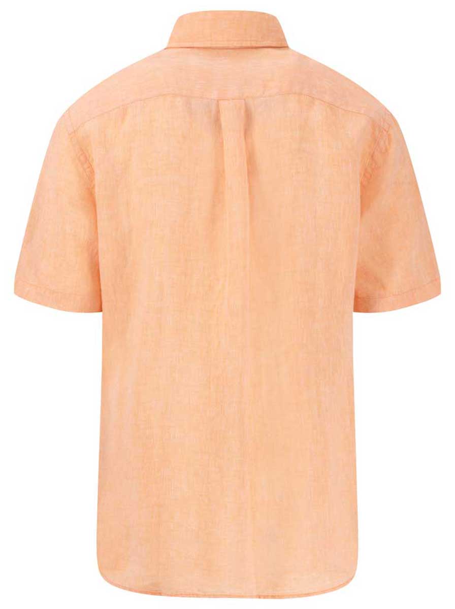 Fynch Hatton Short Sleeve Shirts Fynch Hatton - Premium Linen Orange Short Sleeve Shirt