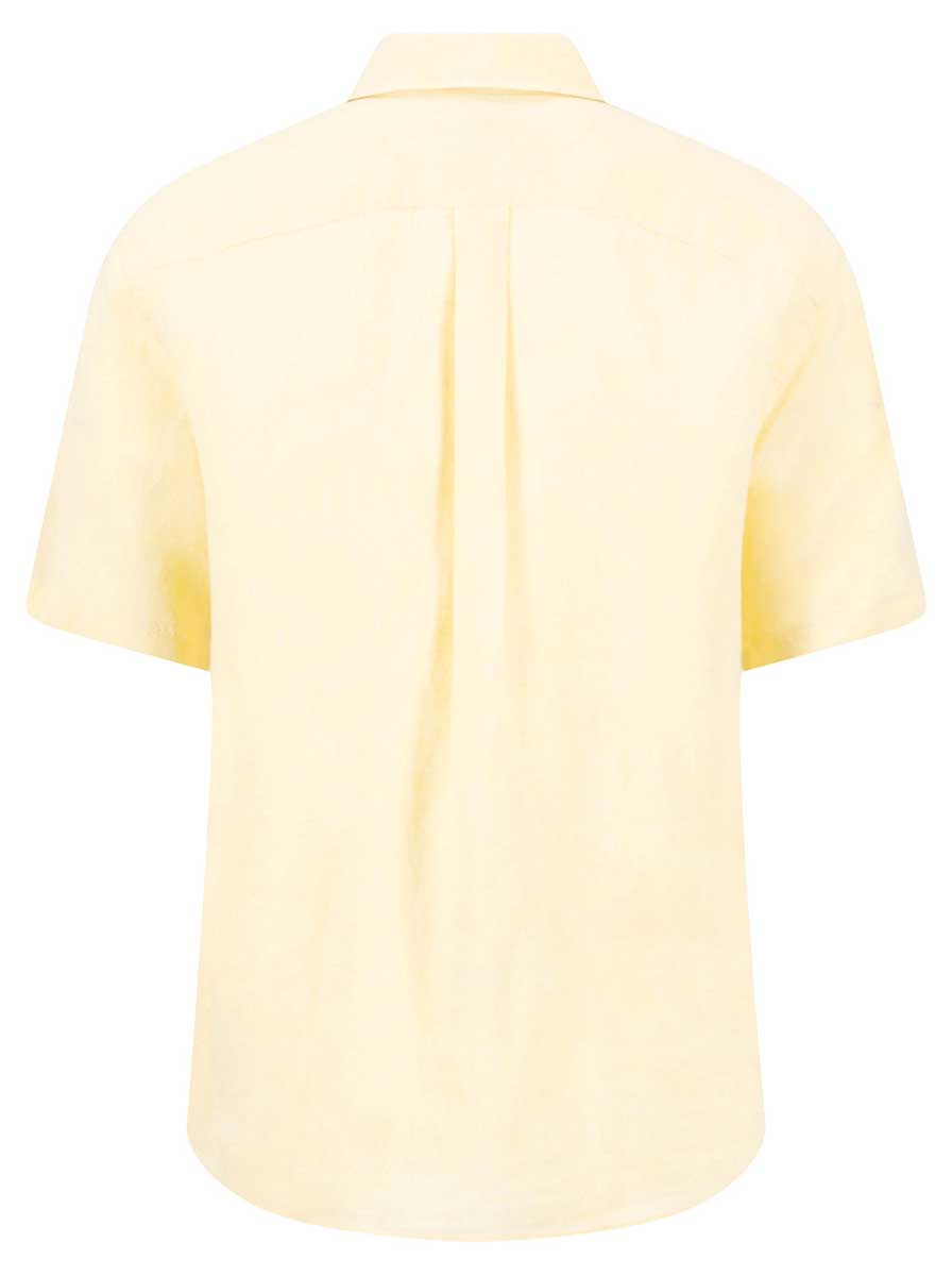 Fynch Hatton Short Sleeve Shirts Fynch Hatton - Premium Linen Pale Yellow Short Sleeve Shirt