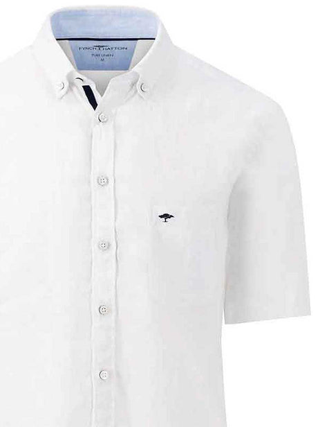 Fynch Hatton Short Sleeve Shirts Fynch Hatton - Premium Linen White Short Sleeve Shirt