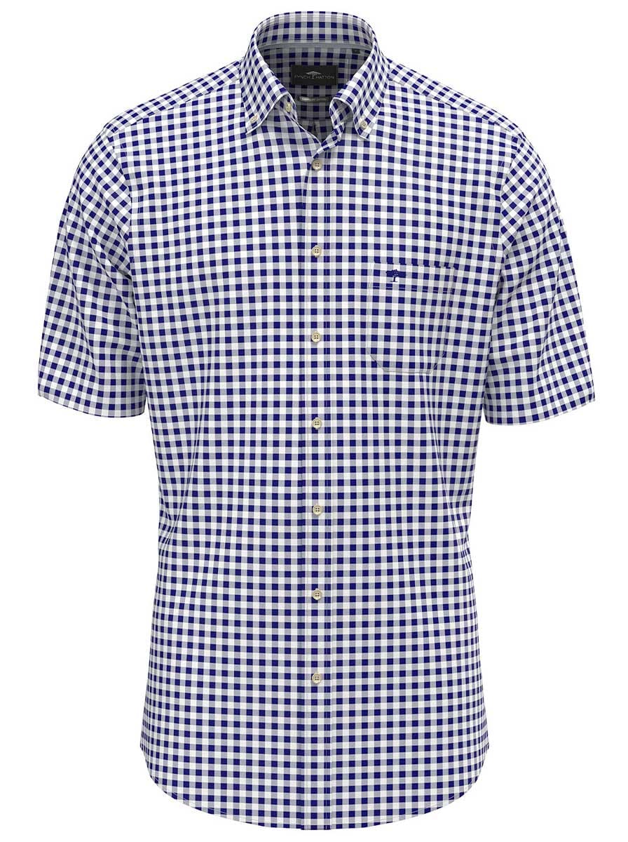 Fynch Hatton Short Sleeve Shirts Fynch Hatton - Seer Sucker Gingham Check Short Sleeve Shirt