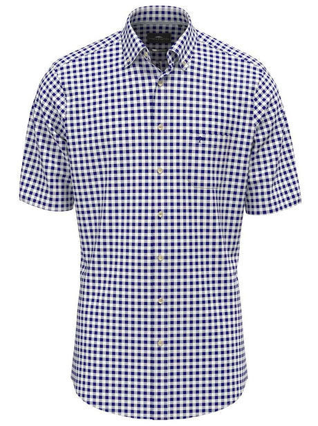 Fynch Hatton Short Sleeve Shirts Fynch Hatton - Seer Sucker Gingham Check Short Sleeve Shirt