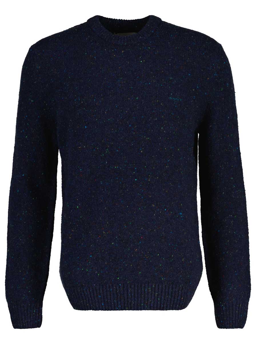 Gant Knitwear & Jumpers Gant - Evening Blue Nepps Knit Crew Neck Jumper