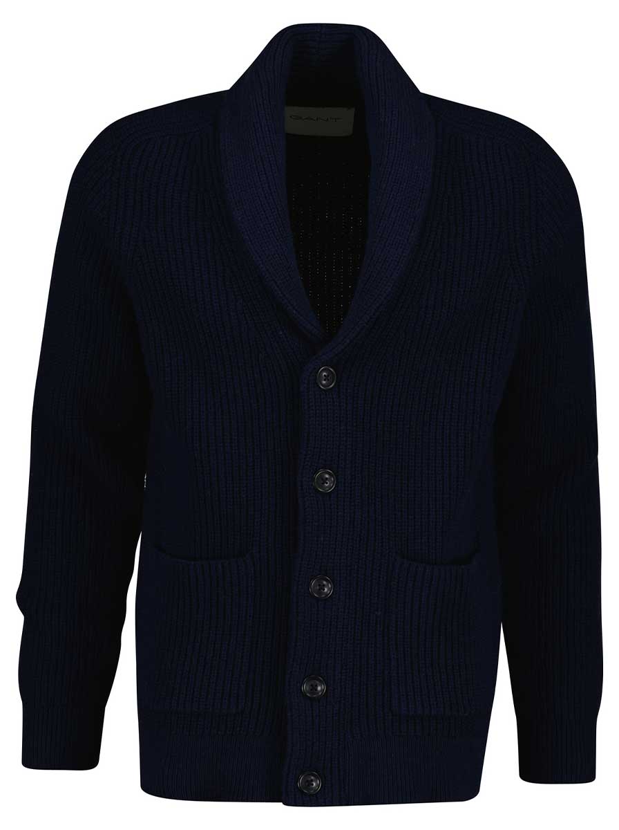 Gant Knitwear & Jumpers Gant - Evening Blue Shawl Collar Cardigan