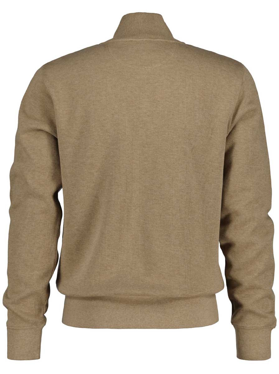 Gant Knitwear & Jumpers Gant - Khaki Melange Sacker Rib Half Zip Sweater