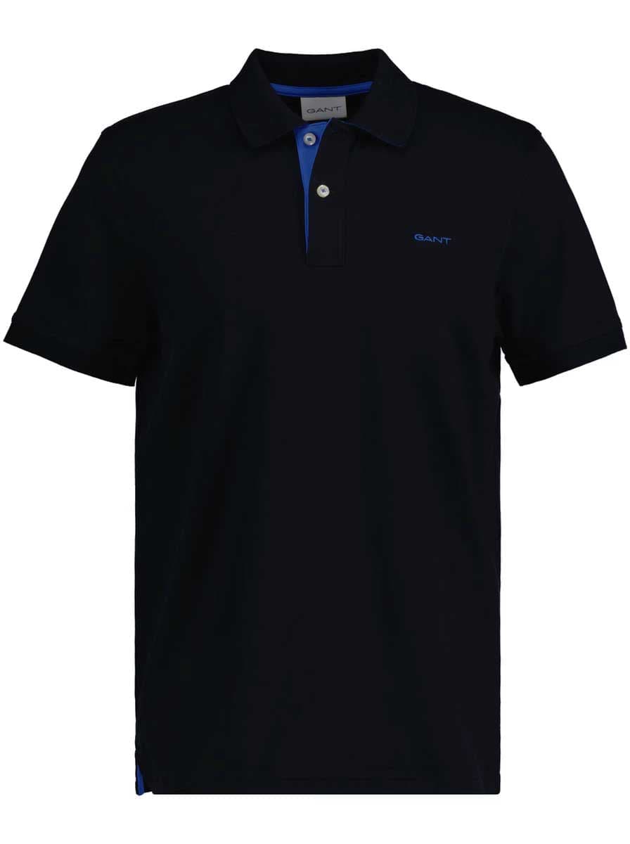 Gant Polo & T-Shirts Gant - Pique Black Polo Shirt w/ Contrast Collar Detail