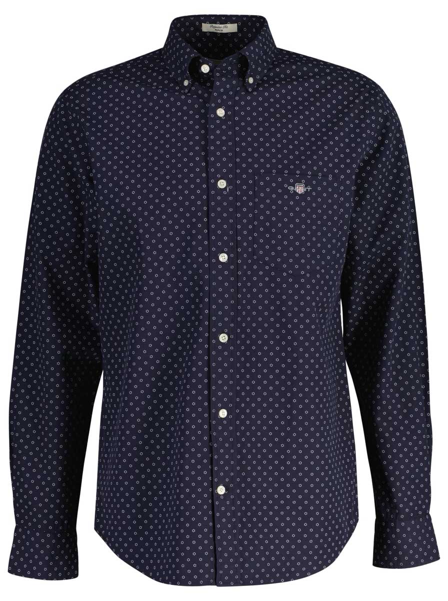 Gant Shirts Gant - Micro Print Evening Blue Shirt