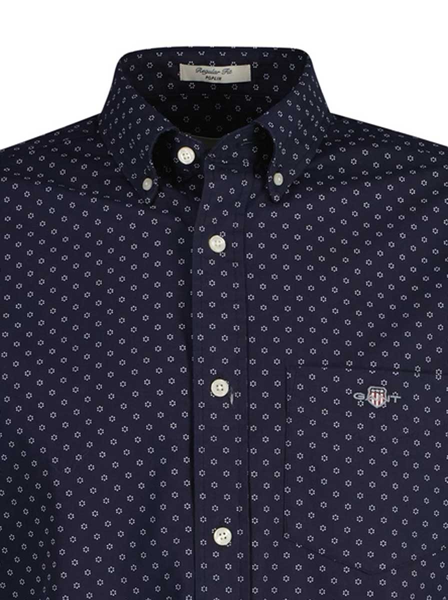 Gant Shirts Gant - Micro Print Evening Blue Shirt