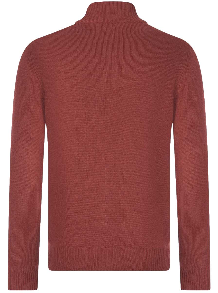 Gran Sasso Knitwear & Jumpers Gran Sasso - 2 Ply Cashmere/Wool 1/4 Zip Burgundy Jumper