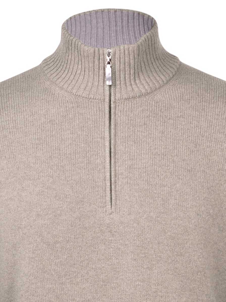 Gran Sasso Knitwear & Jumpers Gran Sasso - Cashmere/Wool 1/4 Zip Beige Jumper