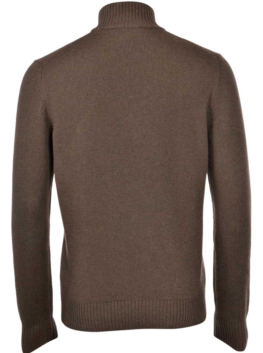 Gran Sasso Knitwear & Jumpers Gran Sasso - Cashmere/Wool 1/4 Zip Brown Jumper