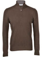 Gran Sasso Knitwear & Jumpers Gran Sasso - Cashmere/Wool 1/4 Zip Brown Jumper