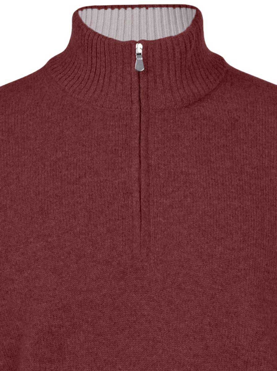 Gran Sasso Knitwear & Jumpers Gran Sasso - Cashmere/Wool 1/4 Zip Burgundy Jumper