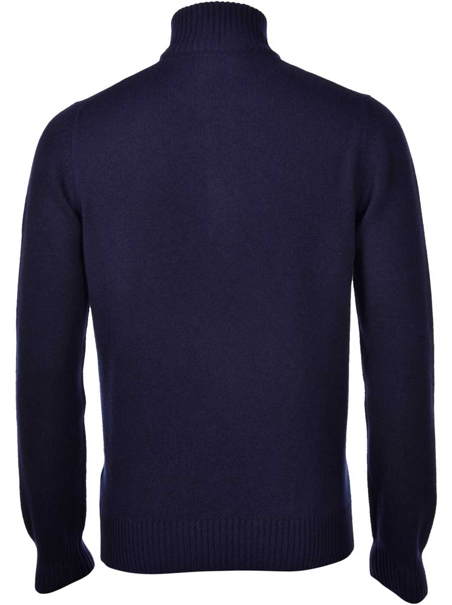 Gran Sasso Knitwear & Jumpers Gran Sasso - Cashmere/Wool 1/4 Zip Navy Jumper