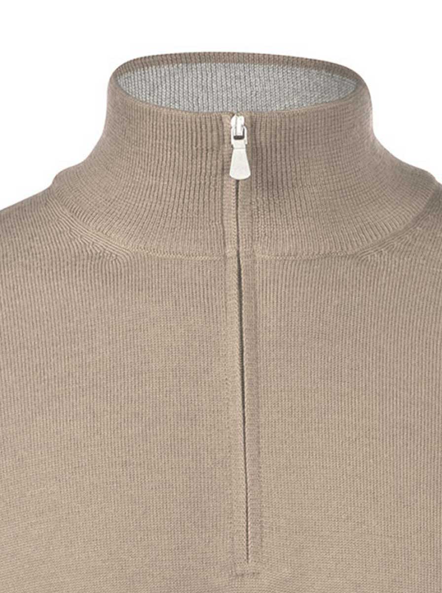 Gran Sasso Knitwear & Jumpers Gran Sasso - Merino Wool 1/4 Zip Beige Jumper