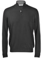 Gran Sasso Knitwear & Jumpers Gran Sasso - Merino Wool 1/4 Zip Charcoal Jumper