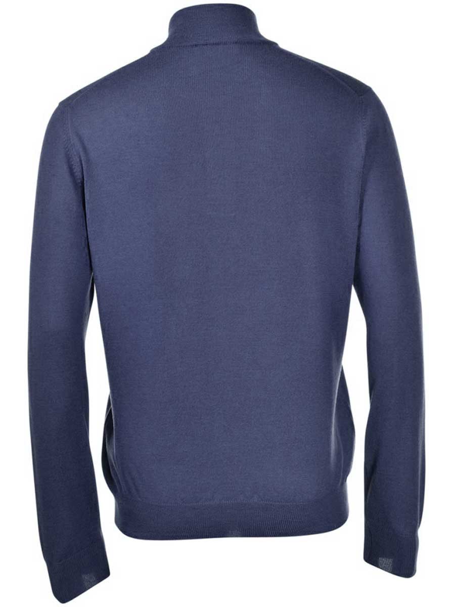 Gran Sasso Knitwear & Jumpers Gran Sasso - Merino Wool 1/4 Zip Denim Jumper