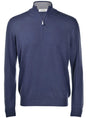 Gran Sasso Knitwear & Jumpers Gran Sasso - Merino Wool 1/4 Zip Denim Jumper